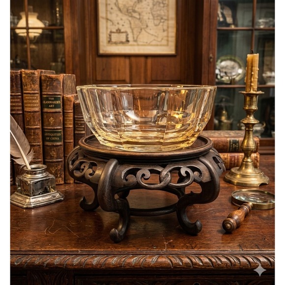 Other - Vintage Italian Faceted Centerpiece Crystal Bowl 9" wide x 4' tall - 3lbs